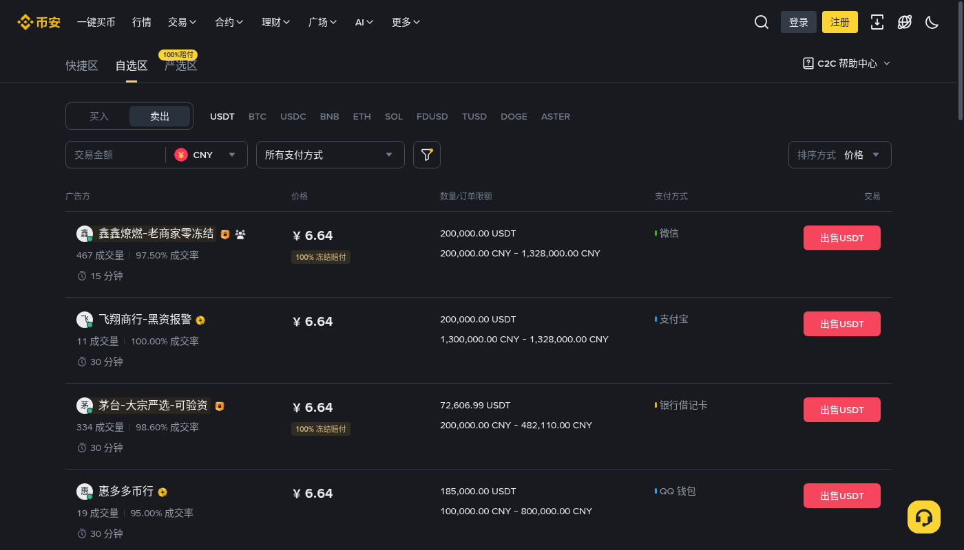 币安 C2C 卖 USDT:到账与冻结风险-加密货币赚钱